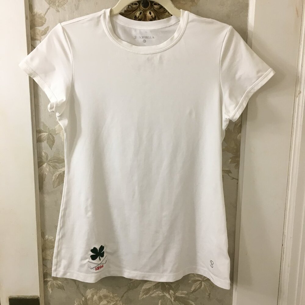 Sofibella Women's White Short Sleeve Graphic Golf T-Shirt Size S